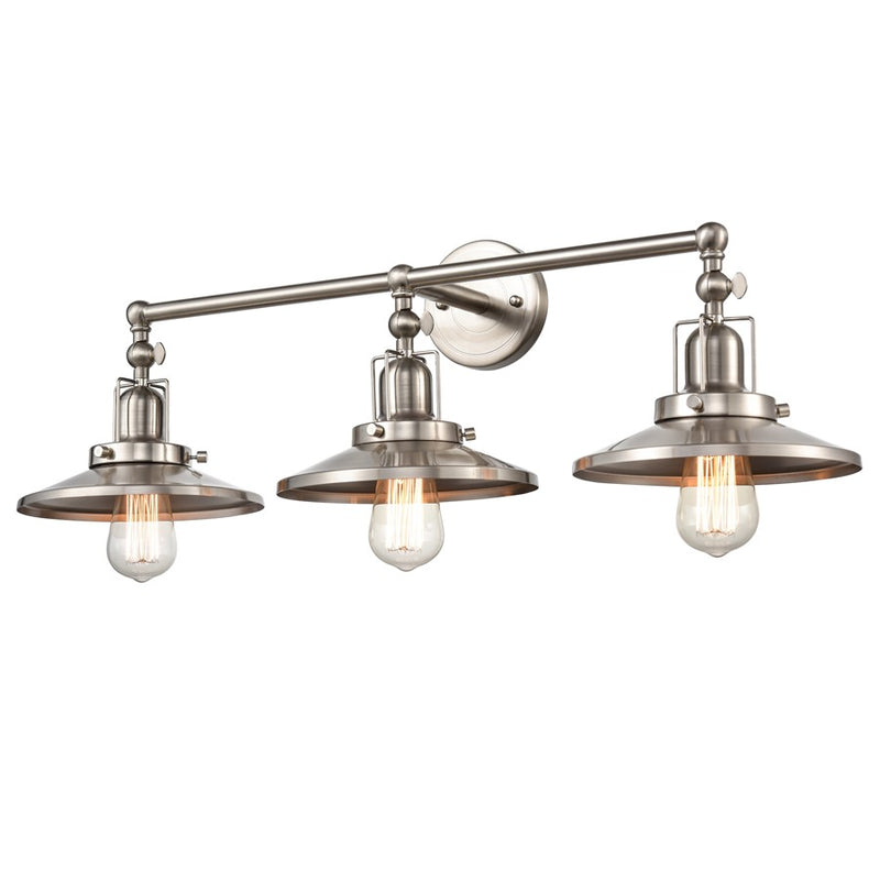 Atlas English Pub 28in 3-Light Vanity Light | Transitional Satin Nickel Metal | Bathroom Vanity | 28 x 10 x 8 in | Model WL11296-NK2