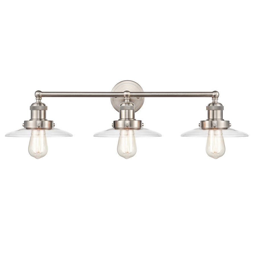 Atlas Lighting English Pub 28''W 3Lt Vanity Light, Satin Nickel
