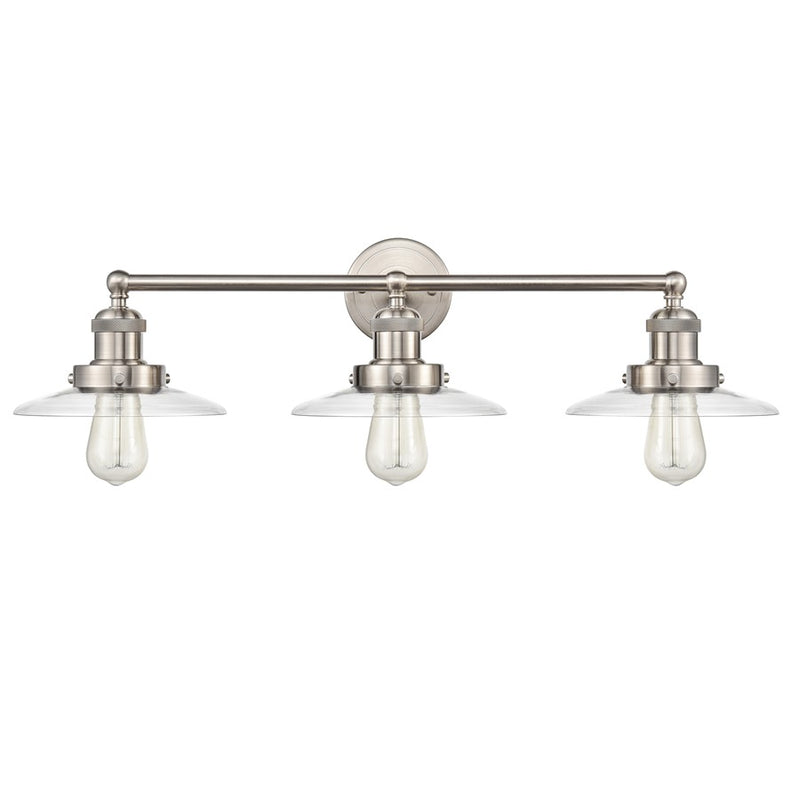 Atlas English Pub 28in 3-Light Vanity Light | Transitional Satin Nickel Metal | Bathroom Vanity | 28 x 10 x 8 in | Model WL11296-NK3