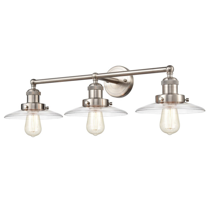 Atlas Lighting English Pub 28''W 3Lt Vanity Light, Satin Nickel