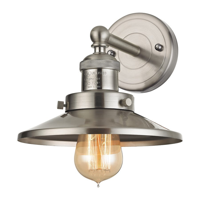 Atlas Lighting English Pub 8''H 1Lt Sconce, Satin Nickel/Nickel