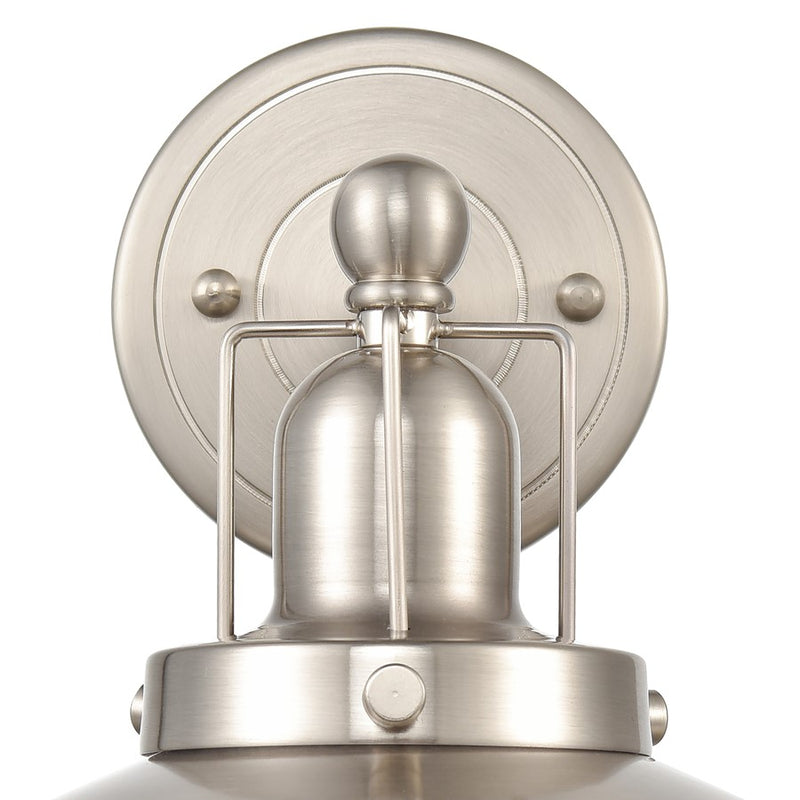 Atlas Lighting English Pub 8in 1-Light Wall Sconce | Industrial Satin Nickel Metal | Bedroom & Hallway Accent | 8 x 10 x 8 in | Model WL11297-NK2