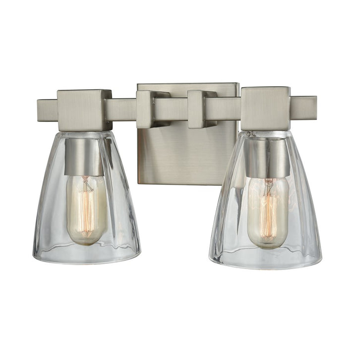 Atlas Lighting Ensley 12''W 2Lt Vanity Light, Satin Nickel/Clear