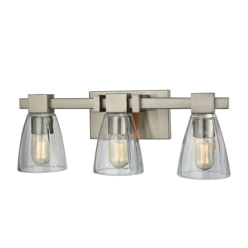 Atlas Lighting Ensley 20''W 3Lt Vanity Light, Satin Nickel/Clear