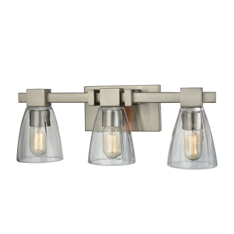 Atlas Lighting Ensley 20in 3-Light Vanity Light | Transitional Satin Nickel and Clear Glass | Bathroom & Powder Room | Model WL11299-NK