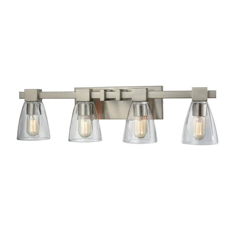 Atlas Lighting Ensley 28in 4-Light Vanity Light | Transitional Satin Nickel and Clear Glass | Bathroom Vanity | 28 x 7 x 8 in | Model WL11300-NK
