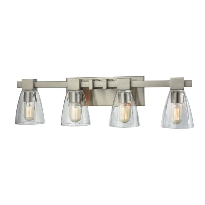 Atlas Lighting Ensley 28''W 4Lt Vanity Light, Satin Nickel/Clear
