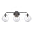 Atlas Lighting Fairbanks 22.75''W 3Lt Vanity Light, Black/Clear