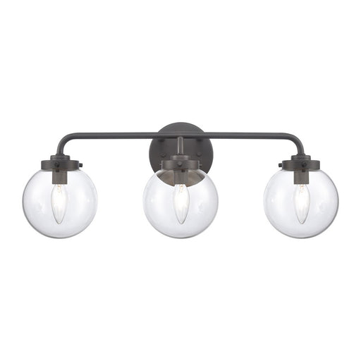 Atlas Lighting Fairbanks 22.75''W 3Lt Vanity Light, Black/Clear