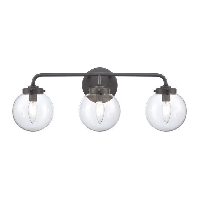 Atlas Lighting Fairbanks 22.75''W 3Lt Vanity Light, Black/Clear