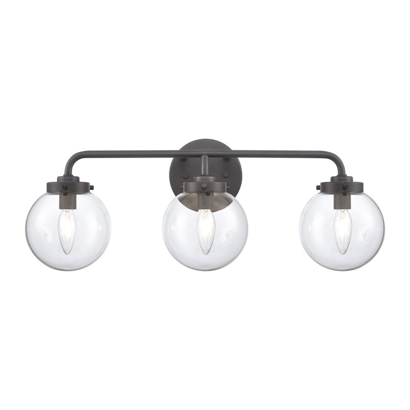 Atlas Lighting Fairbanks 23in 3-Light Vanity Light | Modern Matte Black and Clear Glass | Bathroom Vanity | 23 x 6 x 8 in | Model WL11302-BK1
