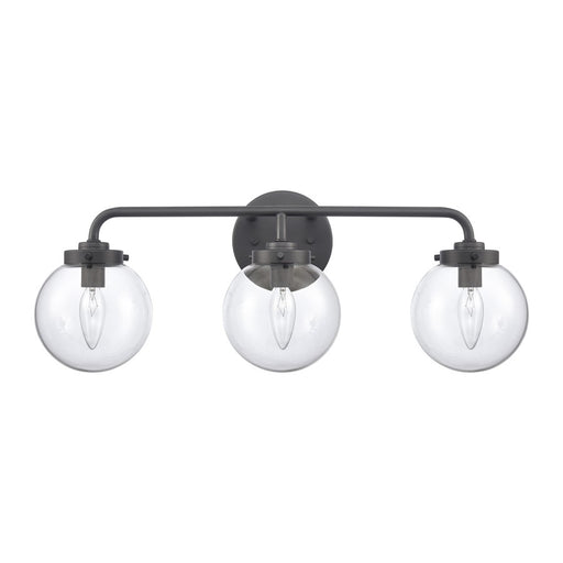 Atlas Lighting Fairbanks 22.75''W 3Lt Vanity Light, Black/Clear