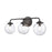 Atlas Lighting Fairbanks 22.75''W 3Lt Vanity Light, Black/Clear