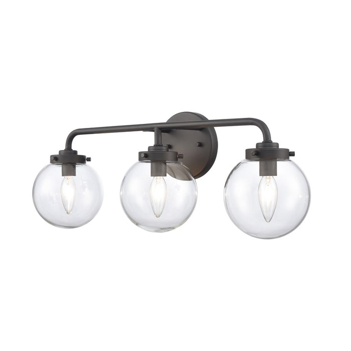 Atlas Lighting Fairbanks 22.75''W 3Lt Vanity Light, Black/Clear