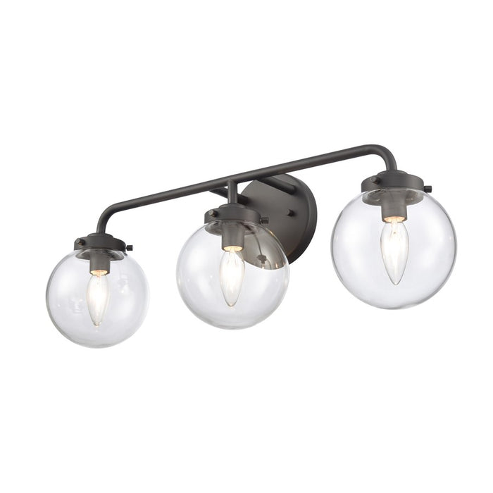 Atlas Lighting Fairbanks 22.75''W 3Lt Vanity Light, Black/Clear