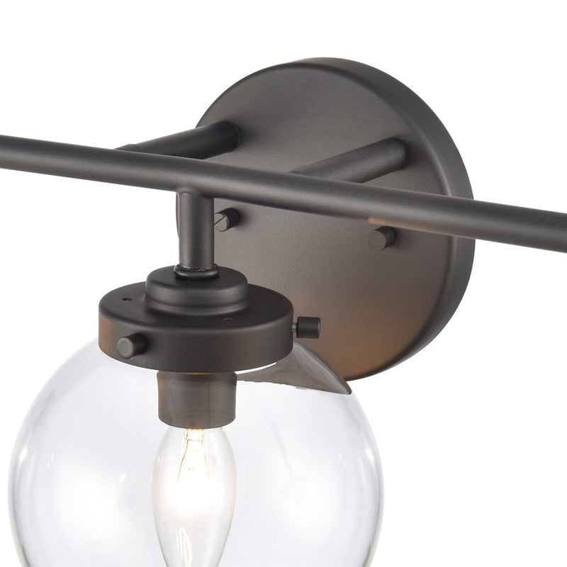 Atlas Lighting Fairbanks 23in 3-Light Vanity Light | Modern Matte Black and Clear Glass | Bathroom Vanity | 23 x 6 x 8 in | Model WL11302-BK1