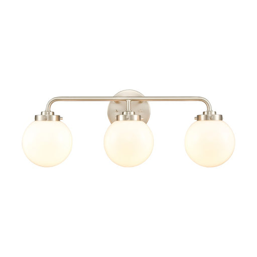 Atlas Lighting Fairbanks 22.75''W 3Lt Vanity, Nickel/Opal/White