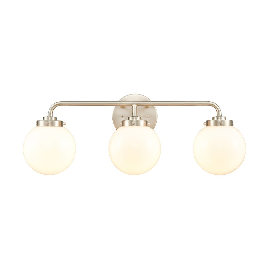 Atlas Lighting Fairbanks 22.75''W 3Lt Vanity, Nickel/Opal/White