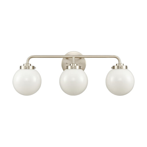 Atlas Lighting Fairbanks 22.75''W 3Lt Vanity, Nickel/Opal/White
