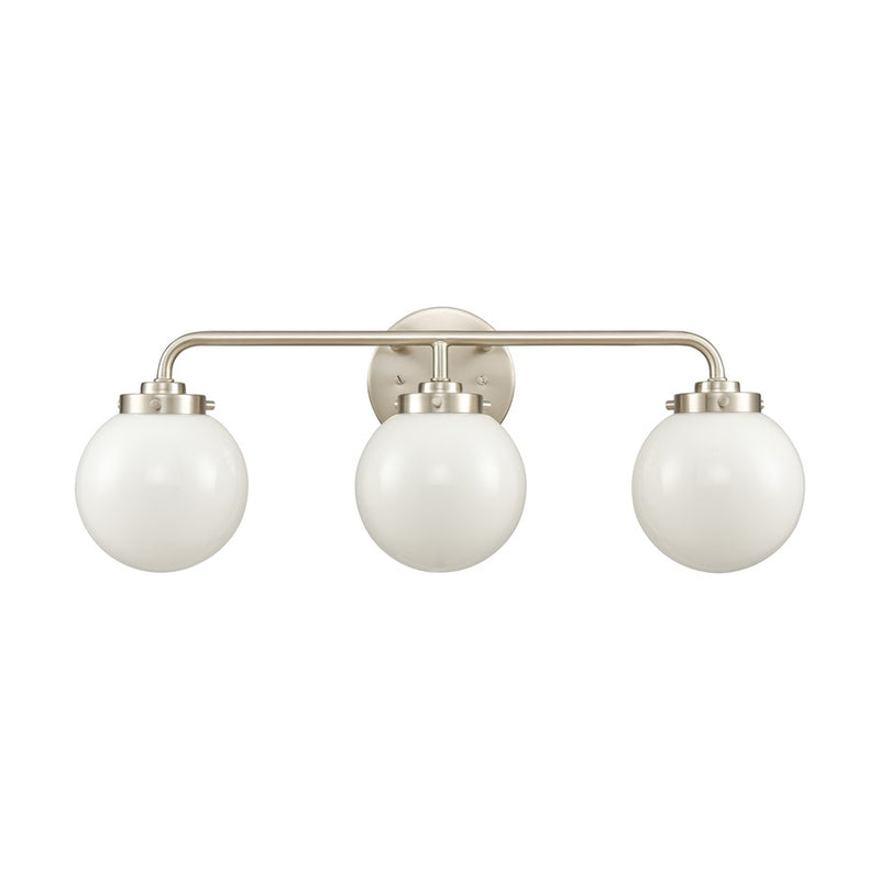 Atlas Lighting Fairbanks 23in 3-Light Vanity Light | Modern Brushed Nickel and Opal Glass | Bathroom Vanity | 23 x 6 x 8 in | Model WL11302-NK2