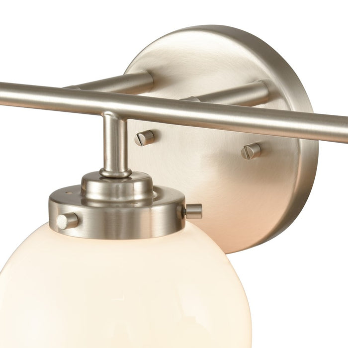 Atlas Lighting Fairbanks 22.75''W 3Lt Vanity, Nickel/Opal/White