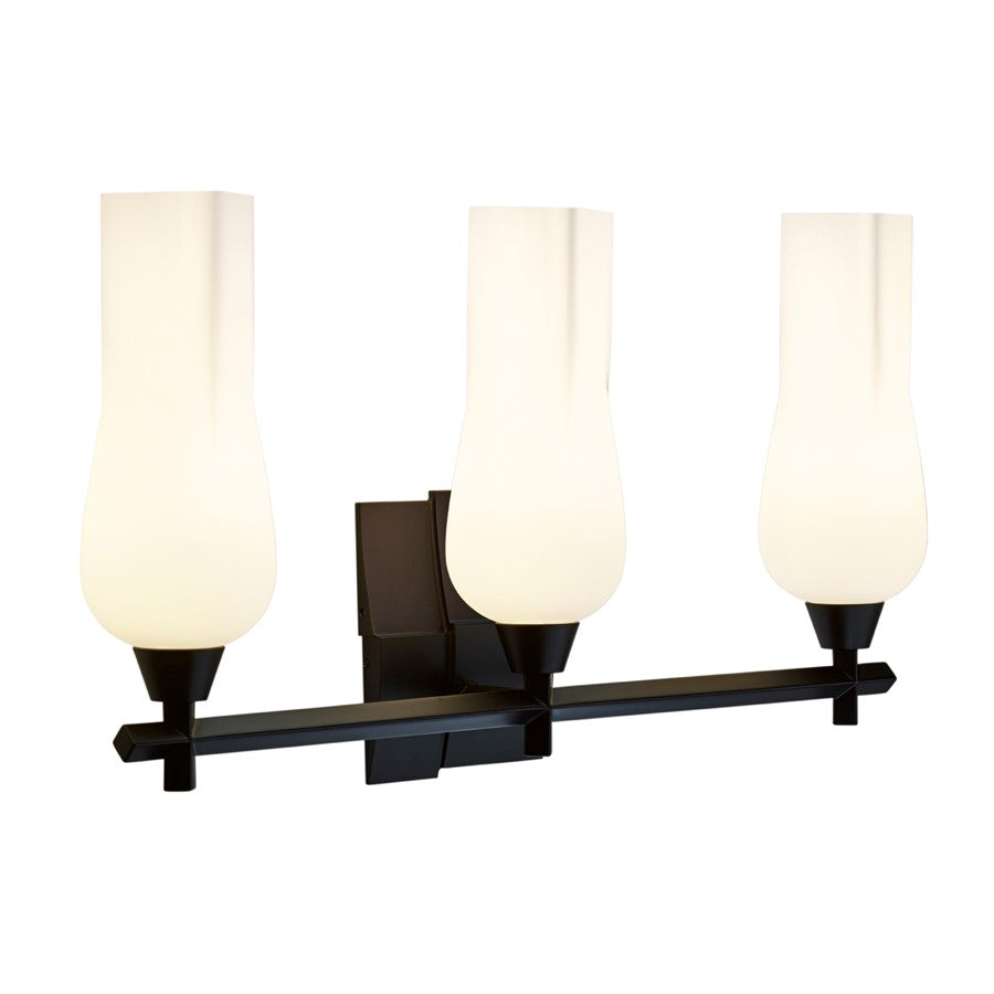 Atlas Lighting Fleur 25.25''W 3Lt Vanity Light, Matte Black/White