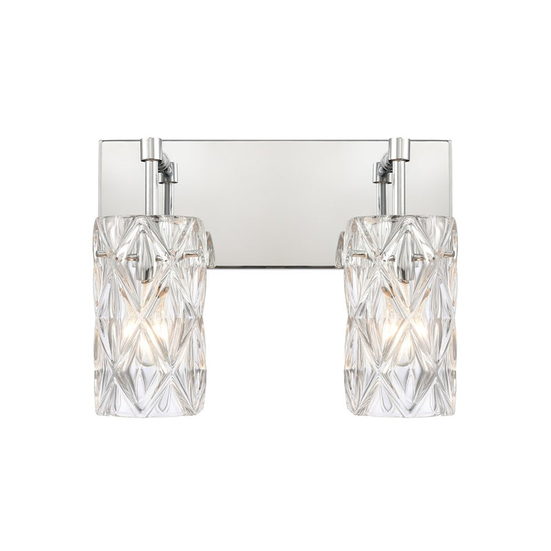 Atlas Lighting Forma de Crystal 14in 2-Light Vanity Light | Modern Polished Chrome and Clear Textured Glass | Bathroom & Powder | Model WL11305-CH