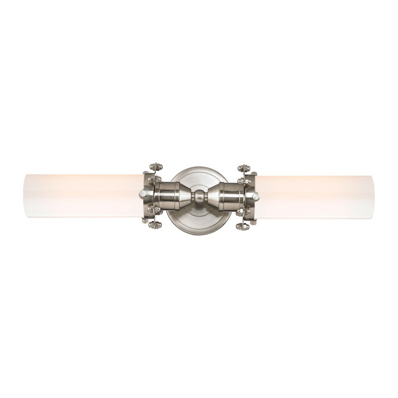 Atlas Lighting Fulton 20in 2-Light Vanity Light | Transitional Satin Nickel and White Glass | Bathroom & Powder Room | Model WL11306-NK