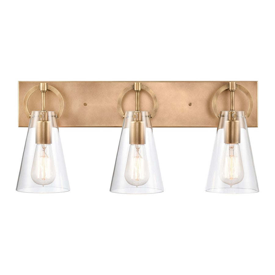 Atlas Lighting Gabby 23'' Wide 3Lt Vanity Light, Brass/Clear