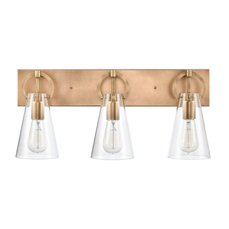 Atlas Lighting Gabby 23in 3-Light Vanity Light | Modern Natural Brass and Clear Glass | Bathroom & Powder Room | 23 x 6 x 10 in | Model WL11307-BS