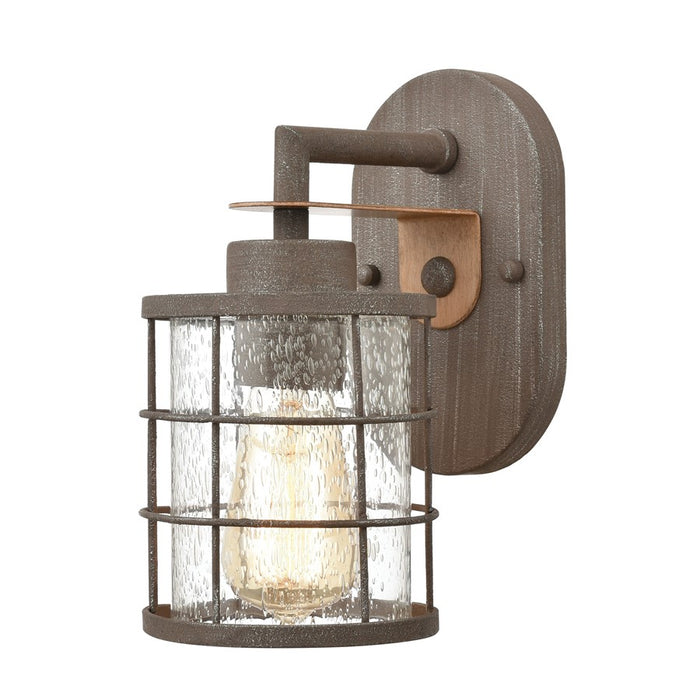 Atlas Lighting Gilbert 11'' High 1Lt Sconce, Rusted Coffee/Clear