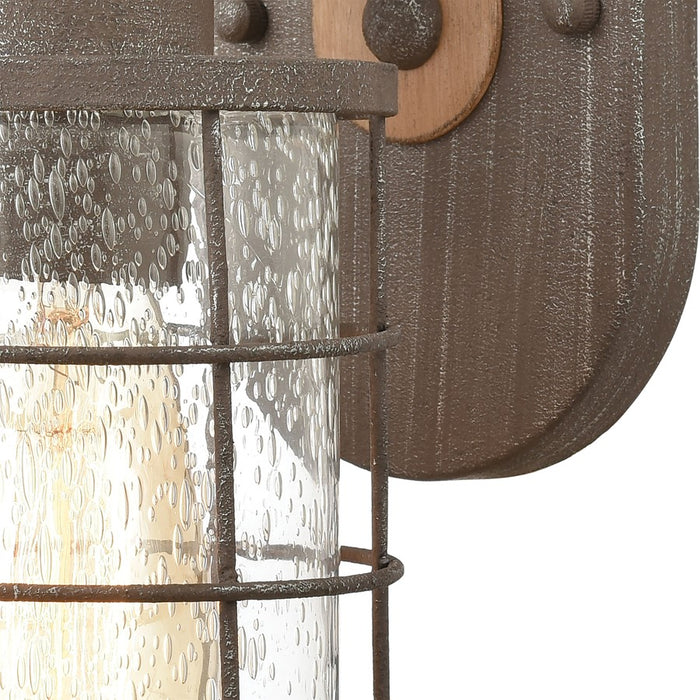 Atlas Lighting Gilbert 11'' High 1Lt Sconce, Rusted Coffee/Clear