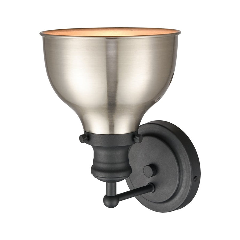 Atlas Lighting Haralson 10'' High 1Lt Sconce, Charcoal/Nickel