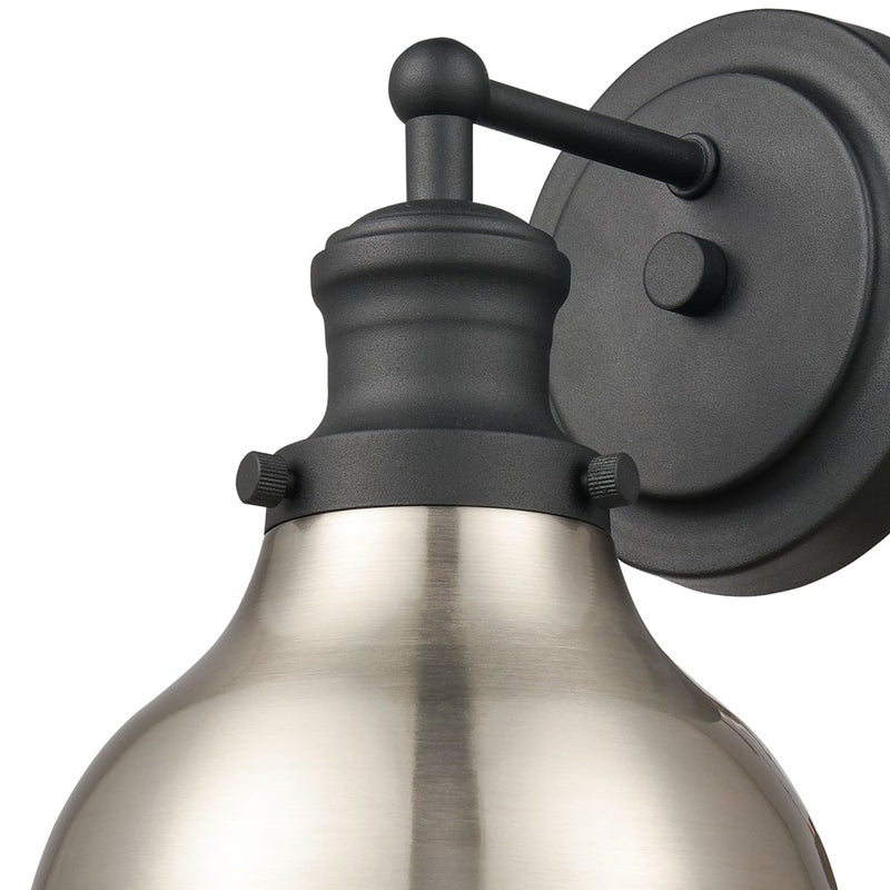 Atlas Lighting Haralson 10in 1-Light Wall Sconce | Traditional Charcoal and Satin Nickel Metal Shade | Bathroom Vanity & Hallway | Model WL11316-BK1