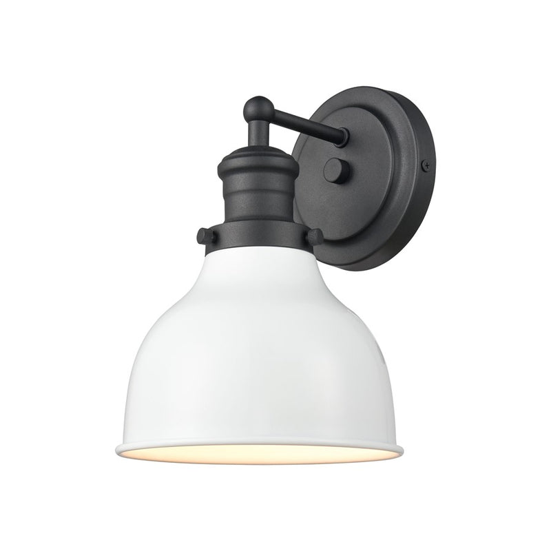 Atlas Lighting Haralson 1-Light Wall Sconce | Traditional Charcoal and Enamel White Metal | Bathroom & Vanity Accent Light | Model WL11316-BK2