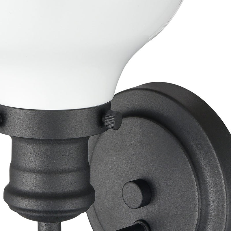 Atlas Lighting Haralson 1-Light Wall Sconce | Traditional Charcoal and Enamel White Metal | Bathroom & Vanity Accent Light | Model WL11316-BK2