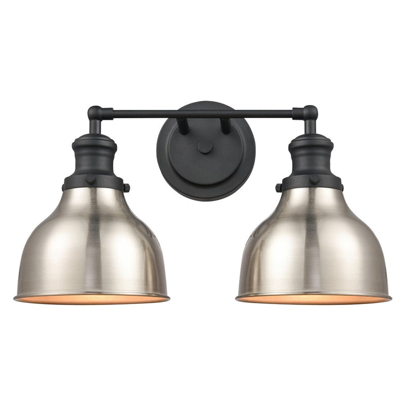 Atlas Lighting Haralson 2-Light Vanity Light | Traditional Charcoal and Satin Nickel Metal | Bathroom & Vanity Lighting | Model WL11317-BK1