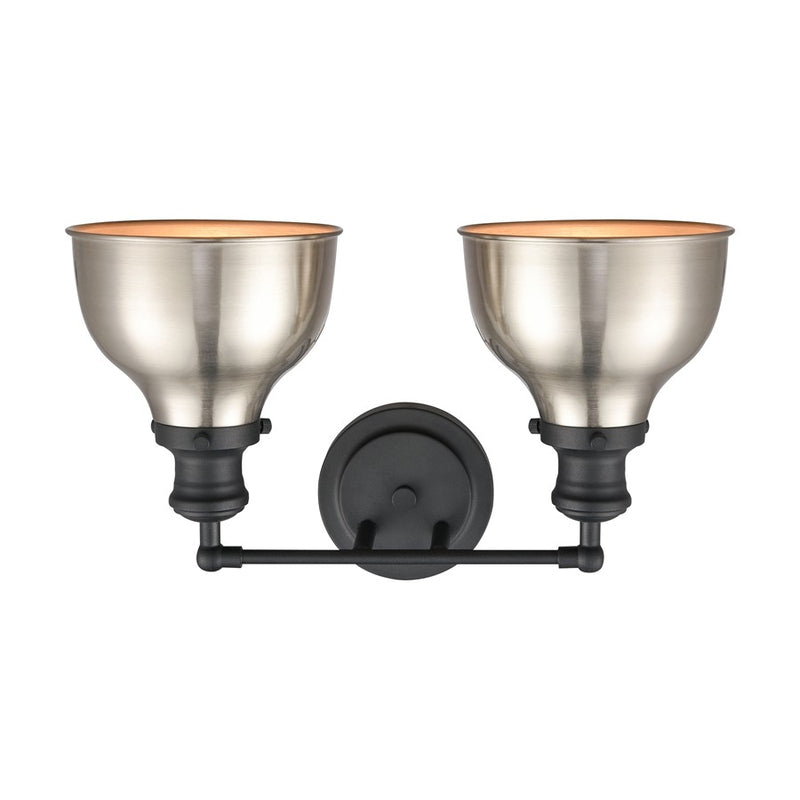 Atlas Lighting Haralson 17''W 2Lt Vanity Light, Charcoal/Nickel