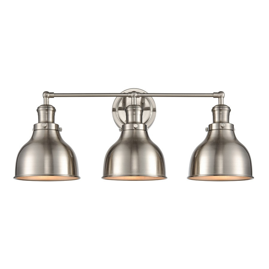 Atlas Lighting Haralson 24'' Wide 3Lt Vanity Light, Nickel/Nickel