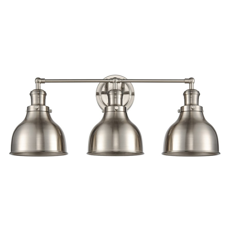 Atlas Lighting Haralson 24in 3-Light Vanity Light | Transitional Satin Nickel and Nickel Metal Shade | Bathroom Vanity | Model WL11318-NK