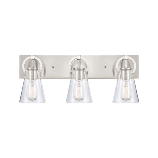 Atlas Lighting Harnell 3Lt Vanity Light, Brushed Nickel/Clear/Clear