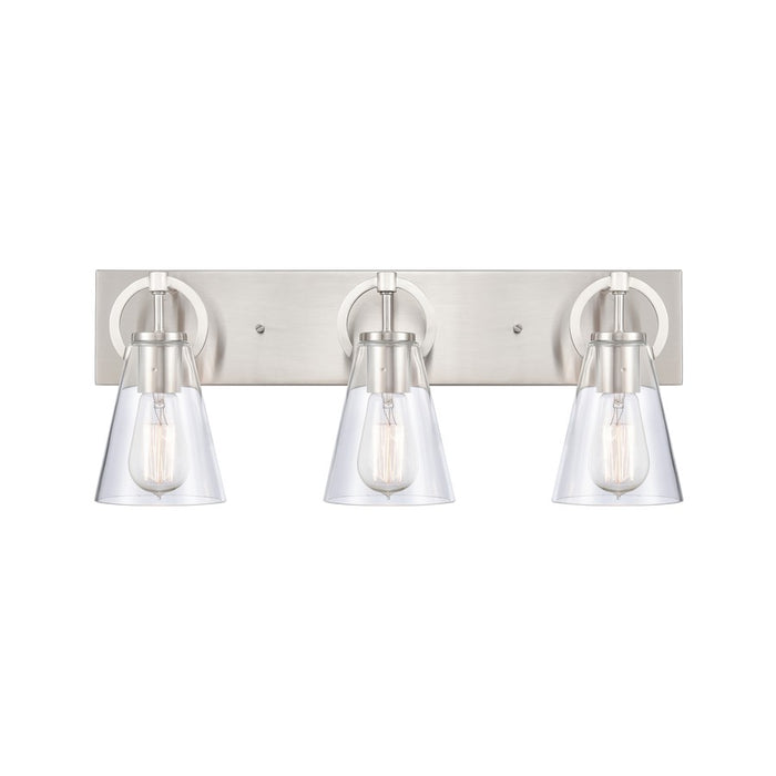 Atlas Lighting Harnell 3Lt Vanity Light, Brushed Nickel/Clear/Clear