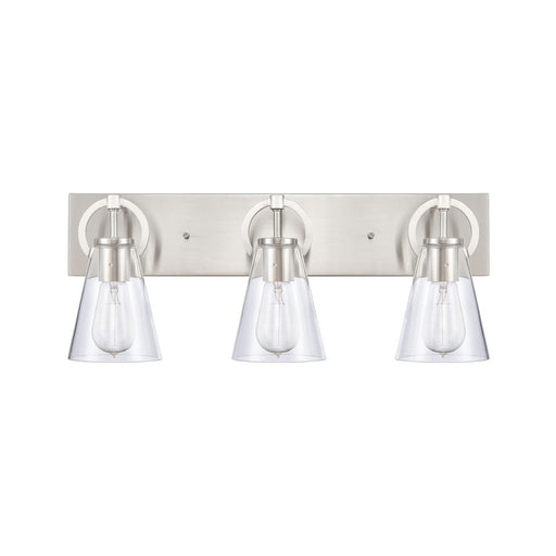Atlas Lighting Harnell 3Lt Vanity Light, Brushed Nickel/Clear/Clear
