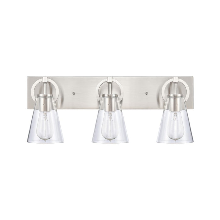 Atlas Lighting Harnell 3Lt Vanity Light, Brushed Nickel/Clear/Clear