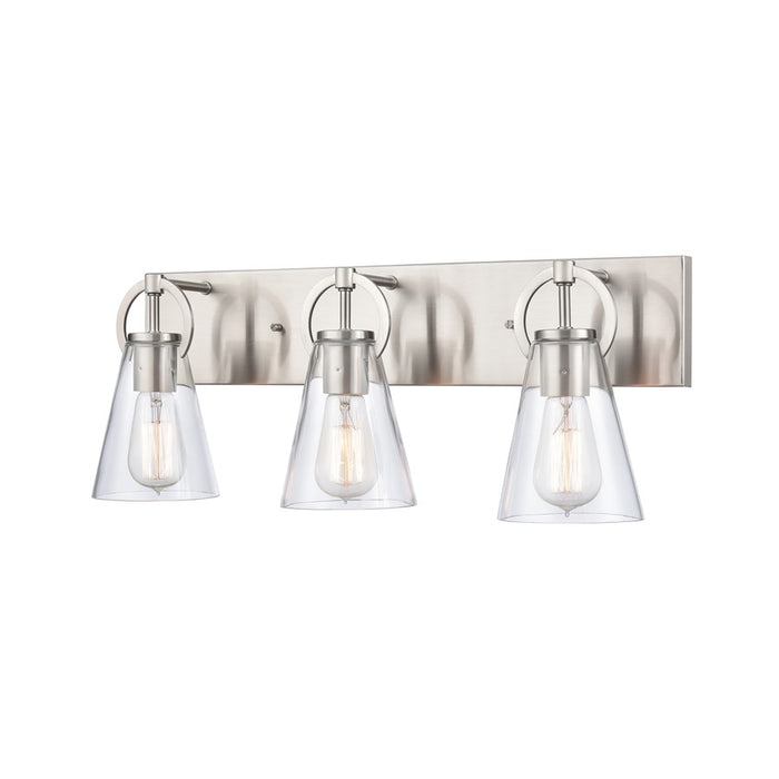 Atlas Lighting Harnell 3Lt Vanity Light, Brushed Nickel/Clear/Clear