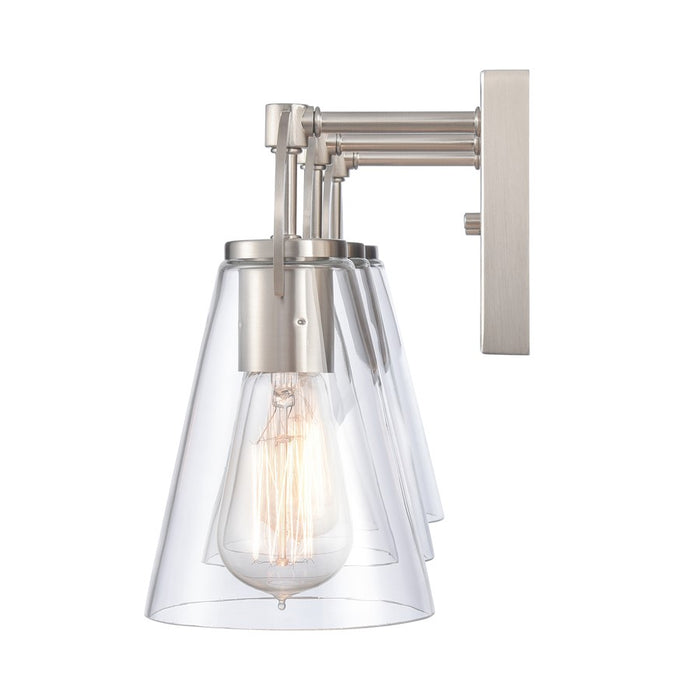 Atlas Lighting Harnell 3Lt Vanity Light, Brushed Nickel/Clear/Clear