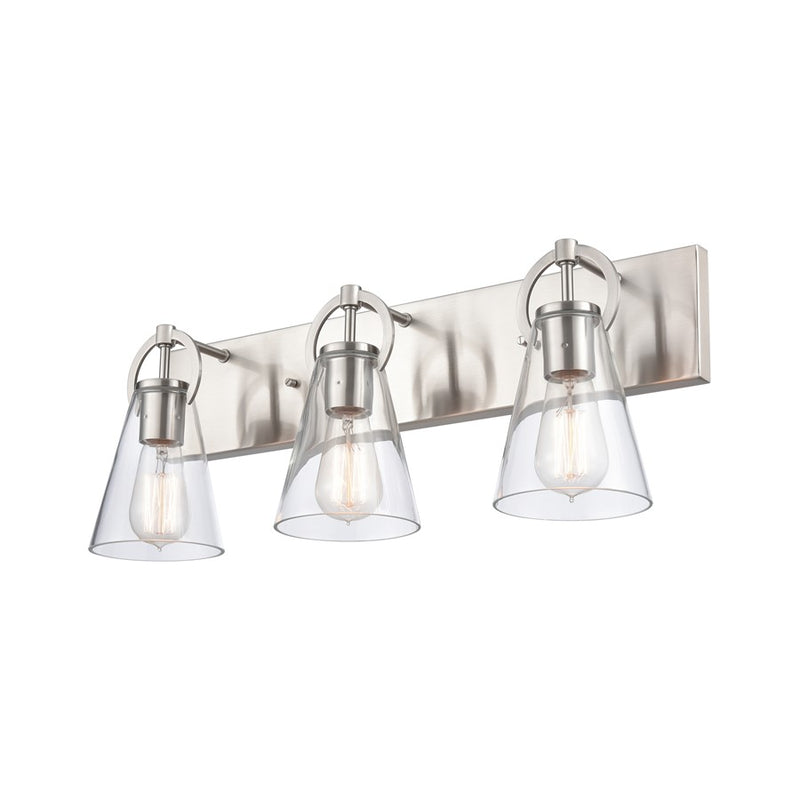 Atlas Lighting Harnell 23in 3-Light Vanity Light | Modern Brushed Nickel and Clear Glass | Bathroom Vanity | 23 x 6.5 x 9 in | Model WL11321-NK