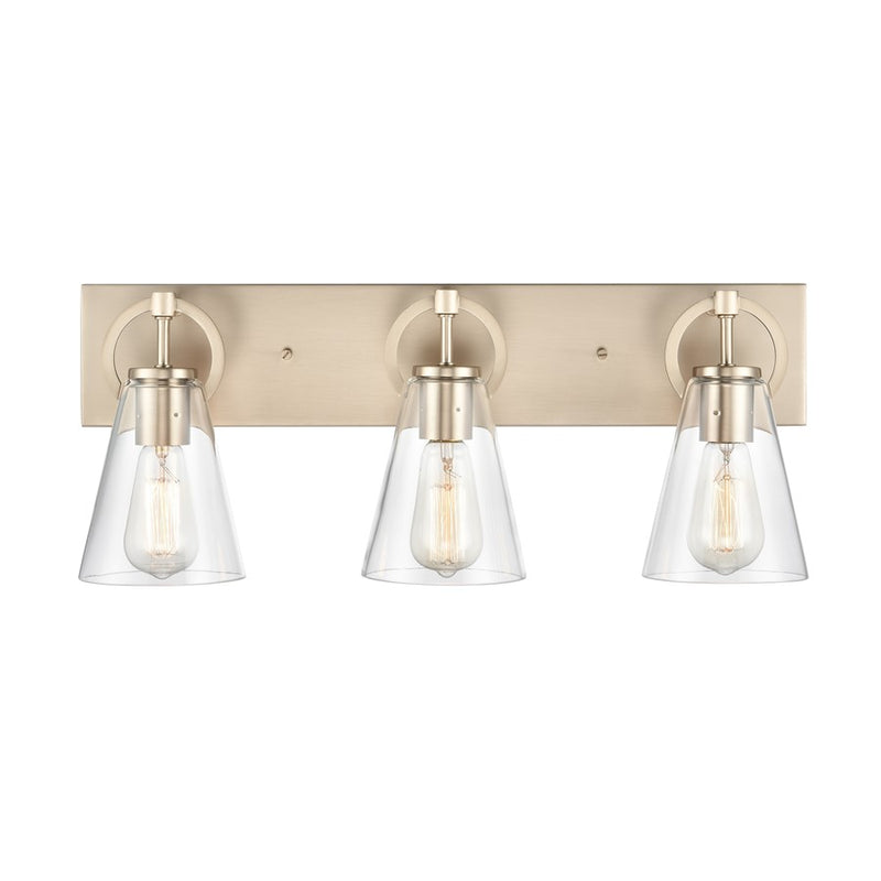 Atlas Lighting Harnell 3Lt Vanity, Champagne Gold/Clear/Clear