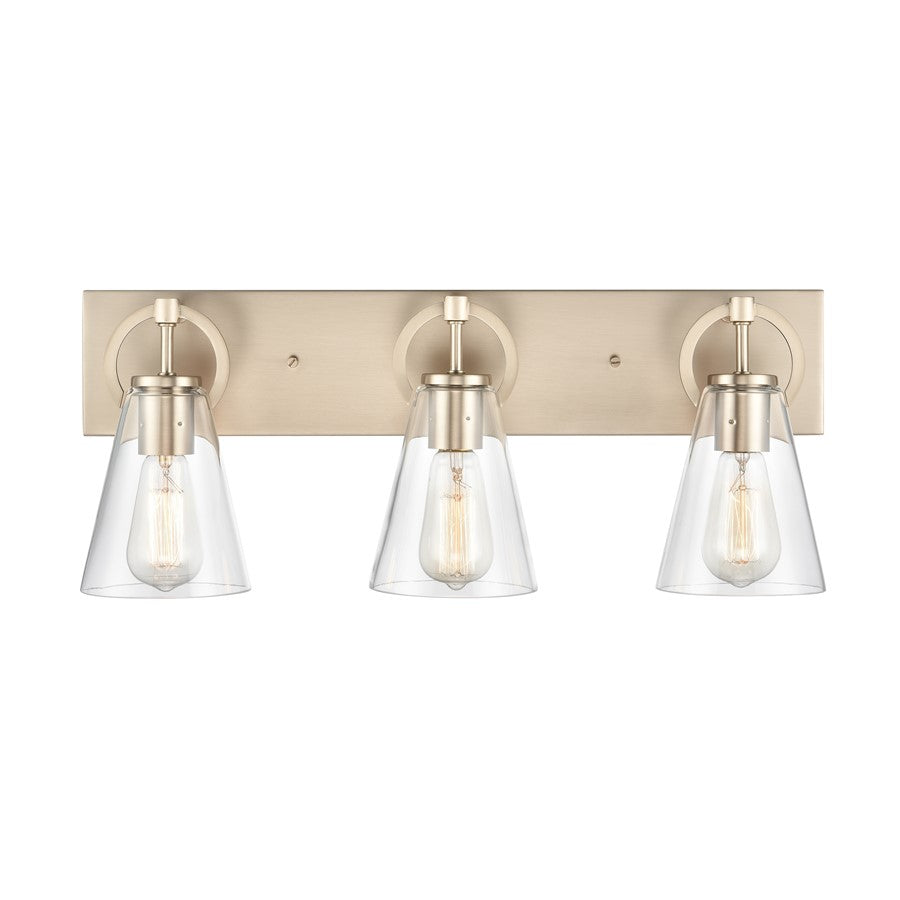 Atlas Lighting Harnell 3Lt Vanity, Champagne Gold/Clear/Clear