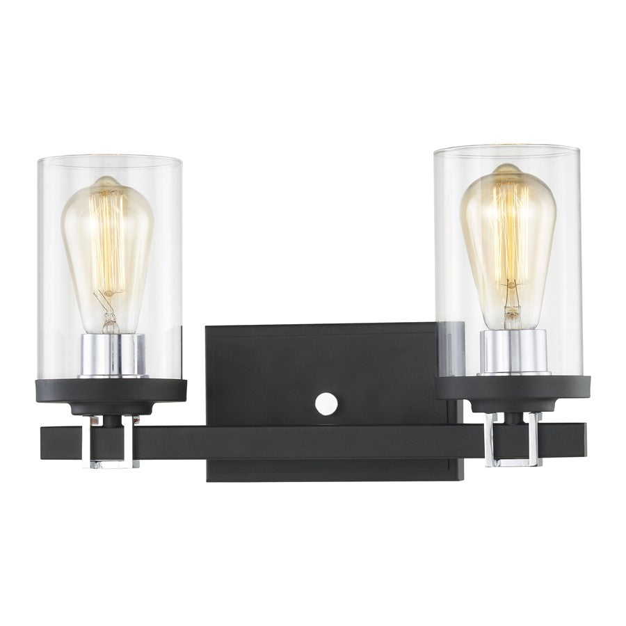 Atlas Lighting Holdfast 15'' Wide 2Lt Vanity Light, Charcoal/Clear